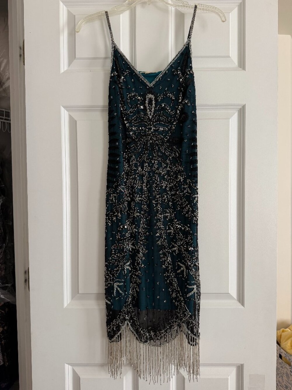 Frock and Frill Flapper Style Blue Beaded Dress